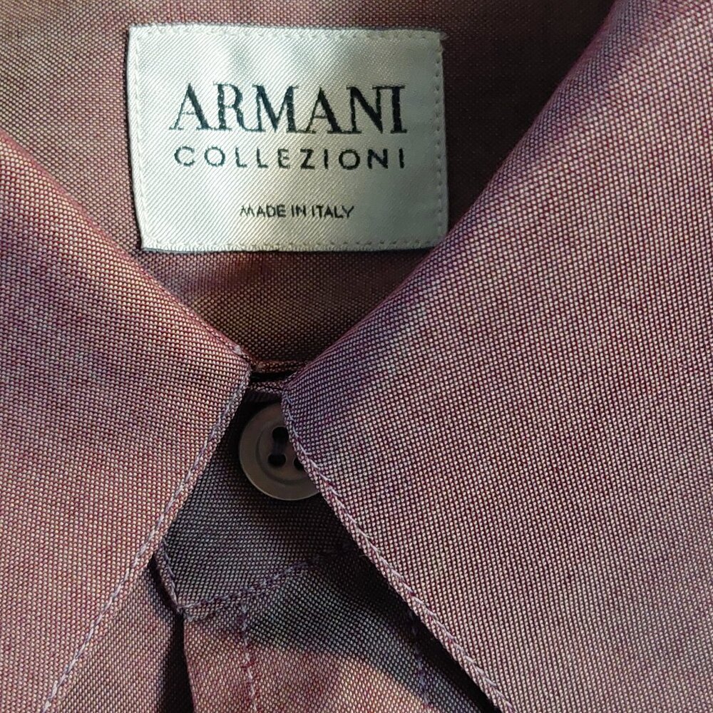 Armani Collezioni Men's Button-front Dress Shirt  Rosy-brown Hue Size L